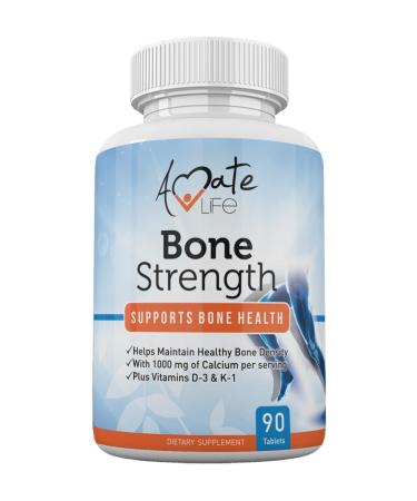 Amate Life Bone Strength - Calcium Magnesium for Bone Health- Calcium Citrate with Vitamin D3 for Bone Density- Calcium Supplement for Women-High Absorption Calcium 1000mg- 90 Tablets Made USA
