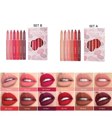  HADAVAKA 6 Color Rotating Sharpenable Matte Lipstick Pencils Waterproof Lasting Wear Hydrating Smudge Resistant Velvety Feel Lipstick For All Skin Lipstick Pen Lip Liner Set Suitable For Ladies (B) - Buy Online on GoSupps.com