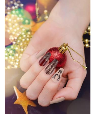 96 Piece Christmas Coffin False Nails | Ebanku Acrylic Press-On Nail Kits with Glue Tabs & Holiday Designs - Buy Online on GoSupps.com