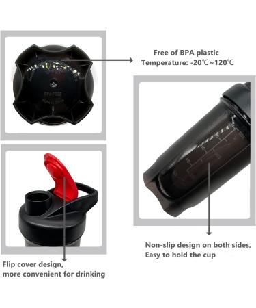 YayoNung 300ml Protein Shaker Bottle - Leak-Proof BPA Free with Sieve & Scale - Perfect for Fitness & Supplements (Black & Gray 2pcs) - Buy Online on GoSupps.com