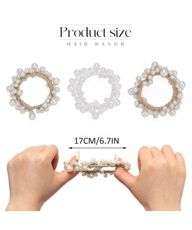 Brinie Pearl Hair Ties - White Elastic Scrunchies for Women and Girls (Pack of 3) - Buy Online on GoSupps.com
