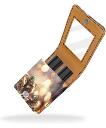 Travel Lipstick Organizer Case with Mirror | Portable Ethnic Style Makeup Bag - Indian Elephant Design - Buy Online on GoSupps.com