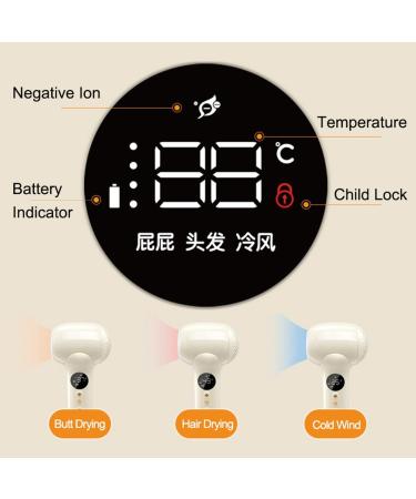 Hair Dryer Rechargeable Blow Dryer w/LED Lights & LCD Display 10000mAh Battery Powered Travel Hair Dryer for Outdoor/Indoor - Buy Online on GoSupps.com