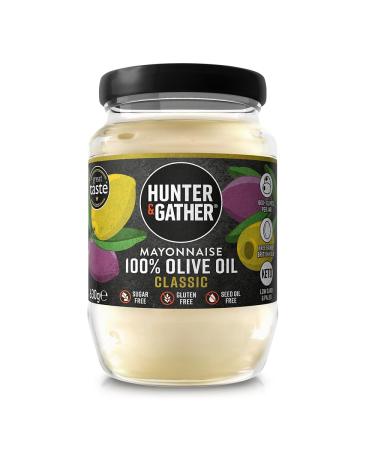 Hunter & Gather Mayonnaise l'Huile d'Olive 630g | Fabriqu du d' uf pasteuris de poules britanniques lev es en plein air | Mayonnaise pal o c to sans sucre et sans gluten Classique 630 g