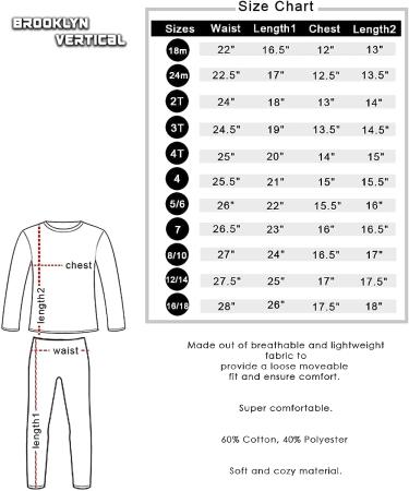 Brooklyn Vertical Boys 4-Piece Thermals Set | Long Sleeve Shirt & Pants Combo | Ages 1-16 - Buy Online on GoSupps.com