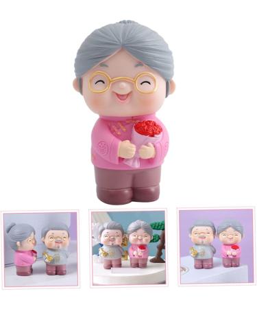 Elderly Couple Cake Figurines - Pink Vinyl Cake Decoration | 8.4x4.8CM - Perfect for Baking & Crafting - Buy Online on GoSupps.com