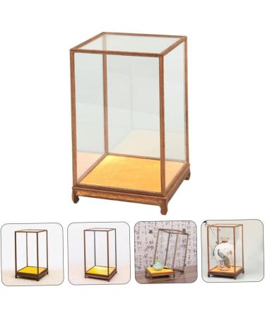 ORFOFE Box Wood Carving Glass Cover clear display stand buddha display stand Display Accessory toy shelf 17x12cm Assorted Color - Buy Online on GoSupps.com