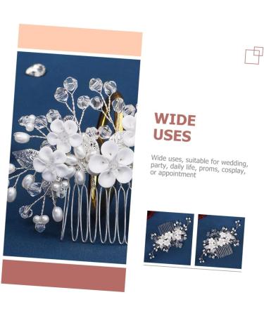 Beatifufu Bridal Headwear Crystal Hair Decor Pearl Headpiece Flower Headdress Pearl Trim Hair Accessories Reusable Headdress Party Supply Metal Ceramic Flower Bride Wedding Supplies Girl - Buy Online on GoSupps.com