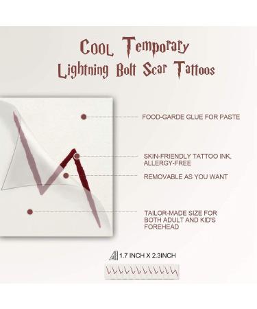 Wizard Lightning Bolt Scar Temporary Tattoos - Set of 24 for Halloween Party Favors - Buy Online on GoSupps.com