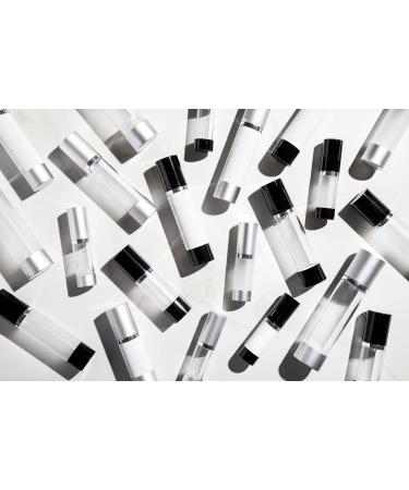 Luxe Airless Pump Bottle 50 ML - Clear & Matte Silver Lid for Homemade Beauty Products Lotion & Serum - International Shipping Available - Buy Online on GoSupps.com