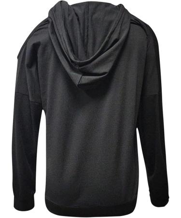 Modedress Women's Drawstring Hoodie Sweatshirt with Pockets - Black | Autumn Long Sleeve Pullover Top | Size Medium - Buy Online on GoSupps.com