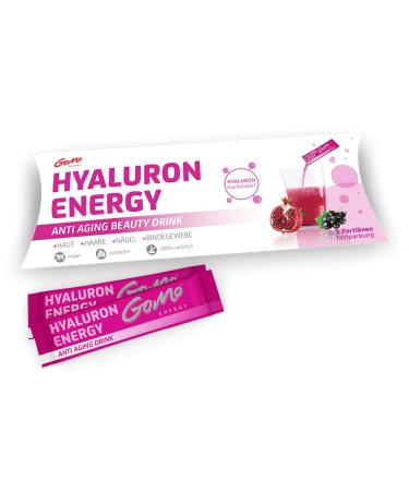 GoMo ENERGY® Anti Aging Beauty Hyaluron Drink, 400 mg Hyaluronic Acid + Zinc + Magnesium + Vitamin B Complex + Vitamin C, Firm Skin, Strong Nails, Healthy Tendons, 5 Servings