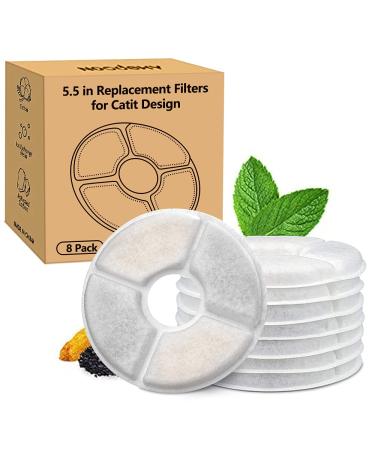 8-Pack Filters Compatible with Catit Senses Fountains and Catit Flower Fountains, Cat Water Fountain Replacement Filters, Pet Activated Carbon Filters
