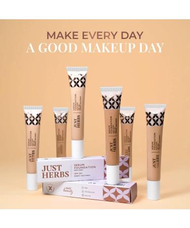 Just Herbs Serum Foundation for Face Makeup with SPF30+ Dewy Finish Full Coverage Makeup Foundation For All Skin Types 20 ml - Buy Online on GoSupps.com