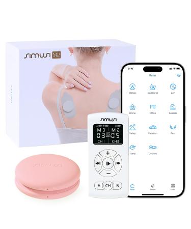 Wireless TENS Unit with APP & Remote - 18 Modes Electronic Muscle Stimulator Deep Tissue Massager for Pain Relief Excellent for Back Shoulder Neck Sciatica Foot Knee and Chronic Pain (Pink)