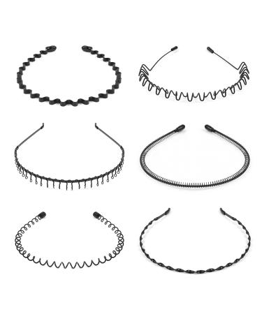 Uraqt metal hair tires unisex 6 pieces of spring wave hair band multi-style headband accessories women men slide-resistant elastic hair bands hair jewelry for outdoor sports yoga black - Buy Online on GoSupps.com