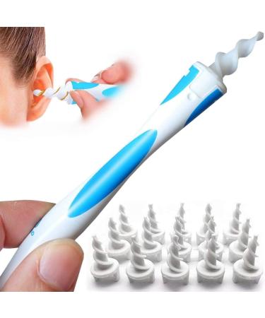 QGrips Earwax Removal-Spiral Ear Wax Removal Tool Reusable Earwax Removal Kit Safe Ear Cleaner with 16 Pcs Soft and Flexible Replaceme