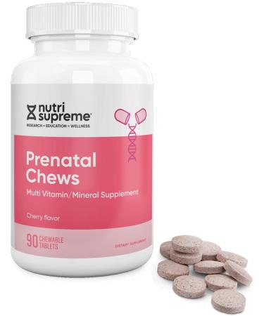 Nutri Supreme Prenatal Vitamin Chewable Prenatal Vitamins for Women with 800 MCG of Folate Complete Pregnancy Multivitamin with Iron Kosher Cherry Flavor 90 Count 90 Count (Pack of 1) Chewables