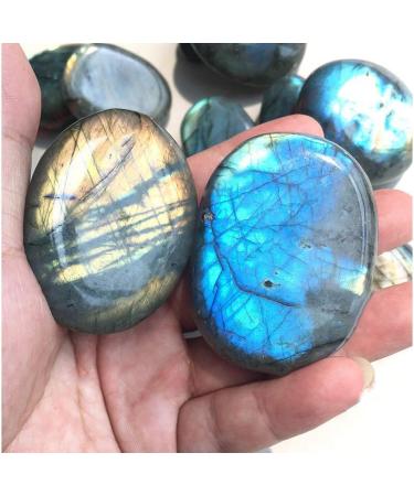 Natural Labradorite Crystal Quartz Palm Gemstones Blue Yellow Flash for Jewelry Making Home Office Decor 1 Pcs Stone Collection - Buy Online on GoSupps.com