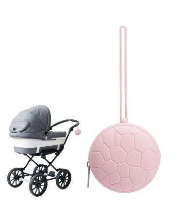 Synyey pacifier case for toddlers-pacifier holder made of silicone for toddlers portable silicone-pacifier travel case with zipper linyard stroller and diaper bag accessories pink