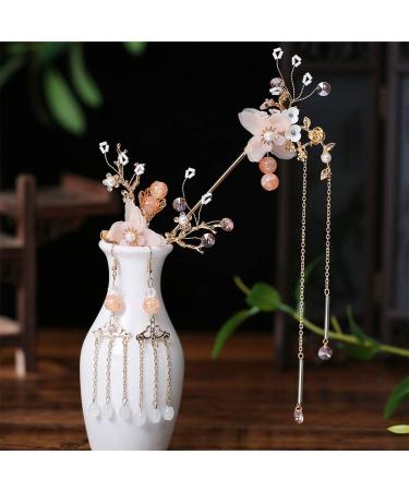 Houchu Chinese Hair Sticks - Traditional Classical Handmade Hair Jewelry with Tassel, Flower, Crystal, and Pearl Accents - Buy Online on GoSupps.com