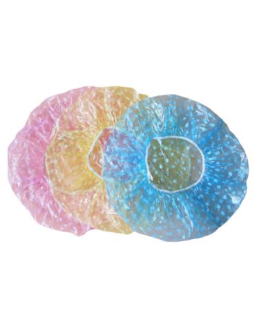 Uonlytech 60pcs Disposable Shower Cap Colorful Dots Printing Shower Cap for Home Travel (Mixed Delivery)
