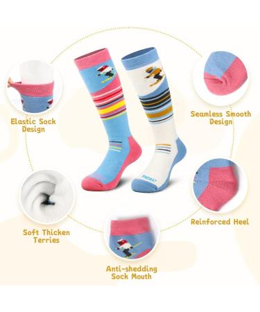 Findway Merino Socks for Kids - Breathable Winter Snowboarding Thermosocks (Size 30-36) | Anti-Slip Cuffs for Outdoor Sports | A4 White & Pink - Buy Online on GoSupps.com