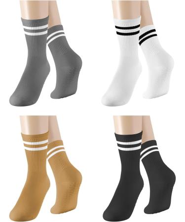 4 Pairs Non-Slip Yoga Socks for Women - Anti-Slip Pilates & Dance Socks (Black Sizes 36-41) - Perfect for Fitness Aerobics & Home Use - Buy Online on GoSupps.com