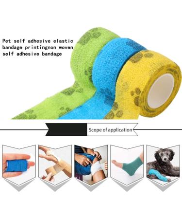 3-Piece Heart Pattern Vet Wrap Set - Self Adhesive Cohesive Bandage Tapes for Cats, Dogs, Horses - 1 x 177 Inch - Buy Online on GoSupps.com