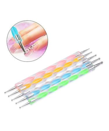 5pcs 2 Way Nail Polish Pen Marbling Tool Set - Nail Art Dotting Pens for Manicure - Perfect for Creative Designs - Buy Online on GoSupps.com