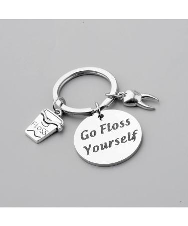 POTIY Funny Dentist Gift | Dental Hygienist Keychain - Go Floss Yourself Jewelry - Buy Online on GoSupps.com