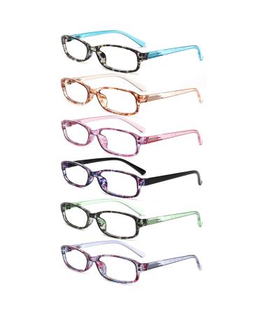 Cojwis 6 Pack Reading glasses Blue light filter glasses for women and men's spring hinges Reading aid glare-free UV glasses (6 color mixed 7 3.50 x) 6 color mix-7 3.5 x