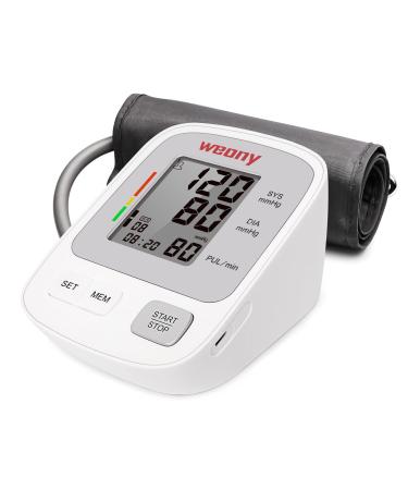 Blood Pressure Machine Upper Arm Large Cuff Automatic Blood Pressure Monitors & Pulse Rate Monitor Meter with LCD Display 198 Sets Memory Adjustable BP Cuff 8.7-16.5in USB or Battery Power by weony White