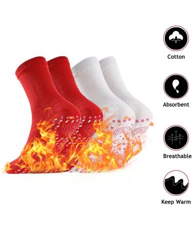 Heated Socks | Self-Warming Foot Warmers | Magnetic & Turmaline Heating Socks for Men | Winter Heating Socks in Red & White - International Shipping Available - Buy Online on GoSupps.com