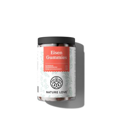 Nature Love Iron rubber - 120 pieces - without sugar additive 96.5% fruit content - 6 mg daily dose for adults 4 mg for children - alternative to iron tablets and capsules - vegan and laboratory test