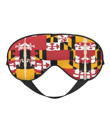 SSIMOO Maryland Flag Print Ultra-Soft Light-Blocking Eye Mask for Optimal Comfort and Restful Sleep Black