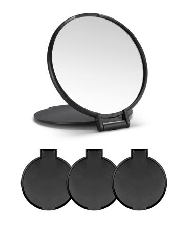 Compact Mirror Bulk Round Makeup Mirror for Purse, Set of 3, 2.6" L x 2.37" W (Black) 3 PCS-Black