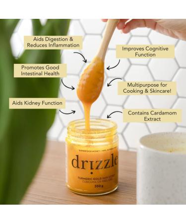 Drizzle Raw Honey Taster Trio Gift Set - Includes White Raw Turmeric Gold Raw and Cinnamon Spice. - 100% Raw Pure Honey - Gluten-Free Paleo-Friendly (Pack of 2) 3 x 80g Taster Trio 80 g (Pack of 6) - Buy Online on GoSupps.com