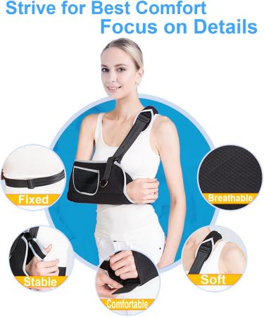 Arm Sling Shoulder Immobilizer - Medical Rotator Cuff Support Brace for Injury Relief | Fits Left & Right Arm | Adjustable Size for Men & Women - Buy Online on GoSupps.com