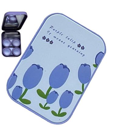 Contact lenses suitcase travel contact -lens holder Blue pink purple portable kit shell with two solution bottles -tweezers wear stick blue