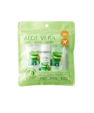 Aloe Vera Skin Care Travel Kit 3 Piece Skincare Essentials Set Mini Travel Size Soothing and Hydrating After Sun for Women and Teenage Girls- Travel Essentials Gift Set