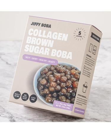 JIFFY BOBA - Instant Collagen Tapioca Pearls - Brown Sugar Flavor | Premium Ingredients | 5 Servings - Buy Online on GoSupps.com