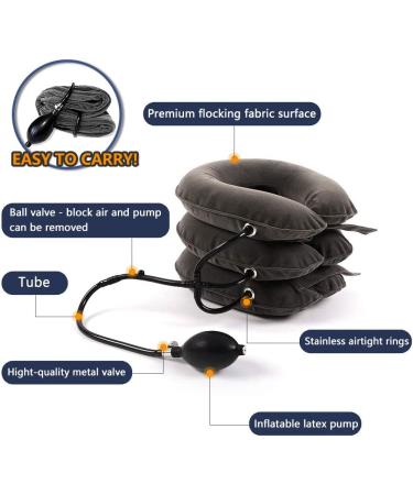 Cervical Neck Traction Device for Instant Pain Relief - Inflatable & Adjustable Neck Support Brace | Best Neck Traction Pillow for Home Use - Gray - Buy Online on GoSupps.com