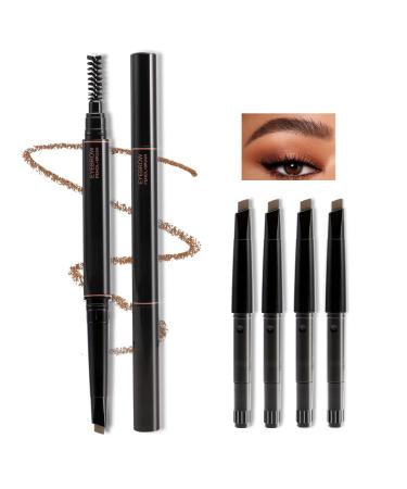 Boobeen Brow Definer Pencil Waterproof Eyebrow Pencil Set Fills Brows - Double-Headed Brow Pencil with 4 Replaceable Refills  Durable and Long Lasting Brown