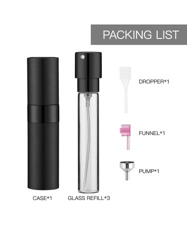 Owlyee 8ML Perfume Atomizer Travel Spray Bottle with 3 Glass Refills - Black | Mini Cologne Dispenser for Women and Men - Buy Online on GoSupps.com