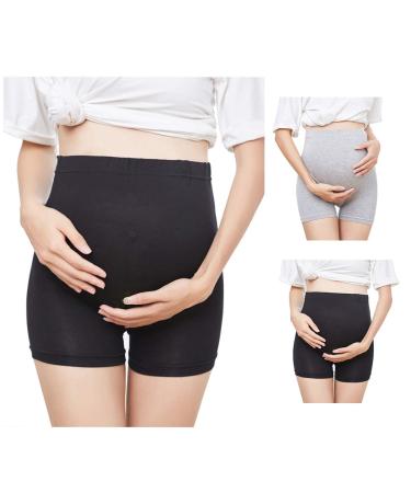 FEOYA Maternity Shorts Knickers High Elastic Cotton Safety Shorts Pants 2pcs XL (110-132 lb) High Waist 02