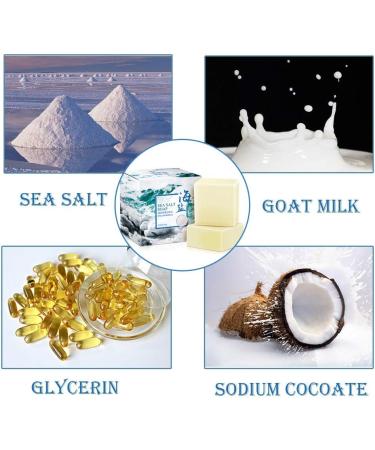 Lucoss Natural Sea Salt Soap with Goat Milk Blackhead and Acne Scars Anti Cellulite Soap Face for Dry and Oily Skin Natural - Buy Online on GoSupps.com