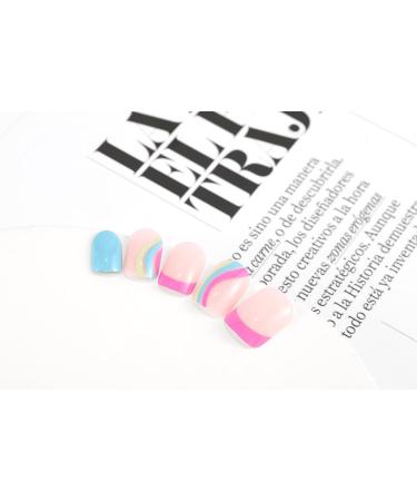Sethexy Short Squoval False Nails - Swirl Press On French Acrylic Nails - 24 Sticks Multicolor Art for Women & Girls - Buy Online on GoSupps.com