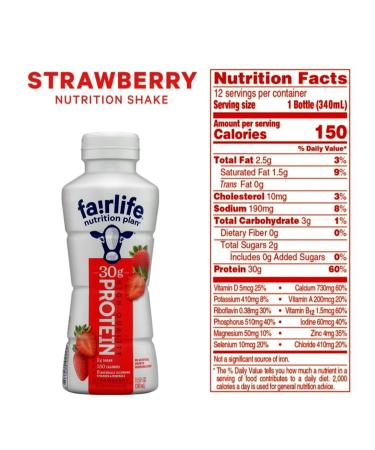 Fair Life Fairlife Protein Shake Strawberry Nutrition Plan 30g Protein 11.5 FL OZ (Pack of 12) Strawberry 11.5 Fl Oz (Pack of 12) - Buy Online on GoSupps.com