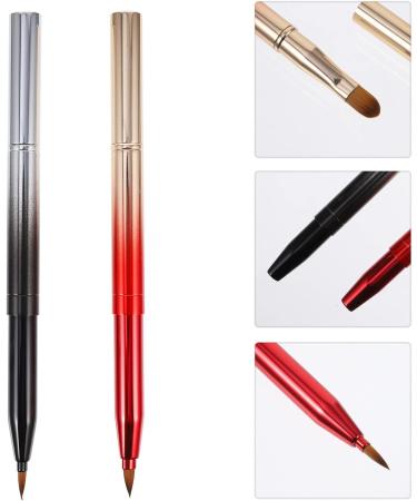 2Pcs Double- ended Lip Brush Retractable Makeup Brushes Portable Concealer Brush for Women Makeup - Buy Online on GoSupps.com